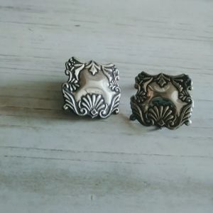 Vintage ornate sterling silver post earrings